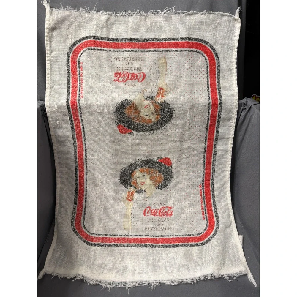 Coca-Cola Collectible Set Metal Bottle Cap Sign Vintage Tea Towel and Magnet
